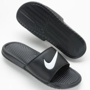 Nike Men’s Benassi Swoosh Slip On Open Toe Slide Sandals